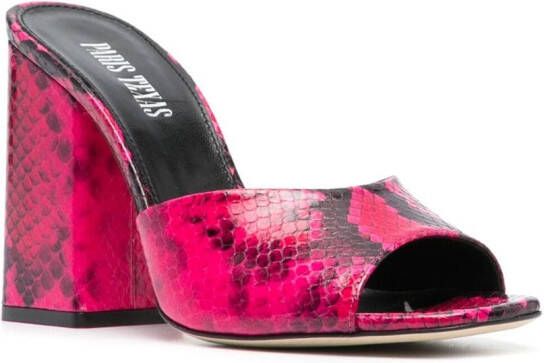 Paris Texas Anja 100mm snakeskin-effect mules Pink