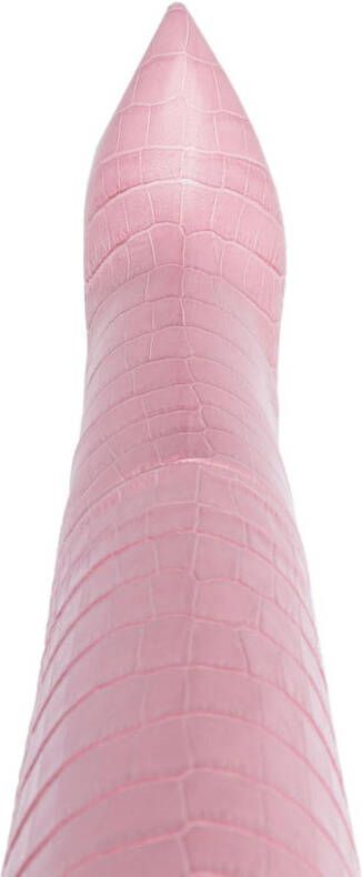 Paris Texas croc-effect knee-high boots Pink
