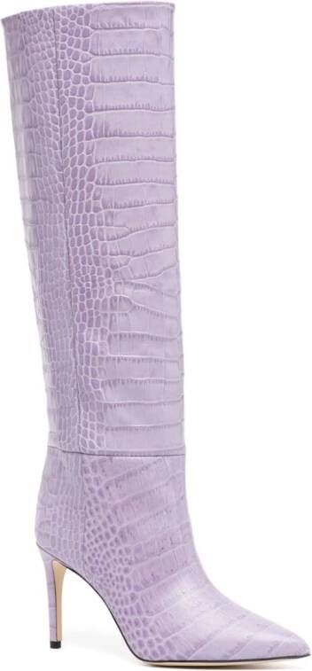 Paris Texas crocodile-embossed 100mm leather boots Purple