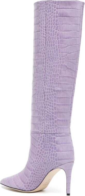 Paris Texas crocodile-embossed 100mm leather boots Purple