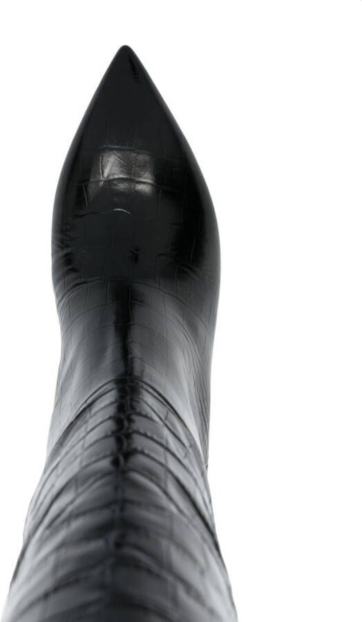 Paris Texas crocodile-embossed leather boots Black
