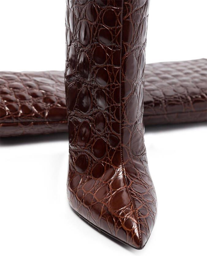 Paris Texas crocodile-effect 105mm knee-high boots Brown