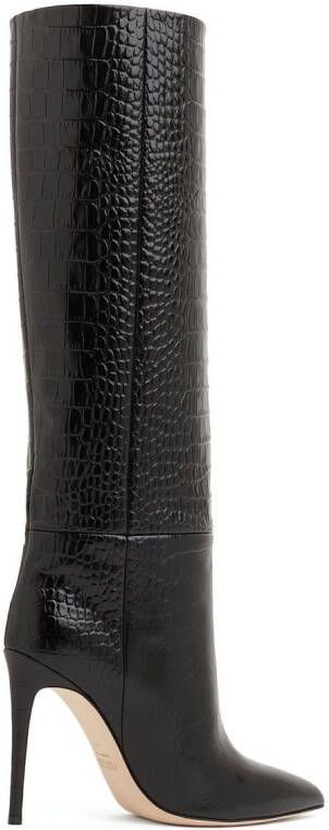 Paris Texas crocodile-effect 105mm knee-length boots Black