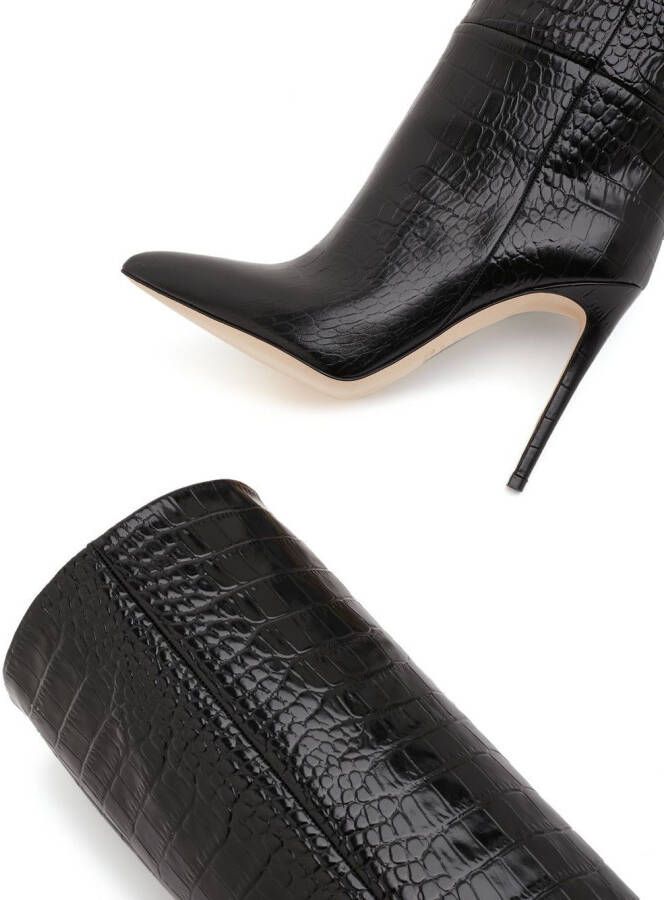 Paris Texas crocodile-effect 105mm knee-length boots Black
