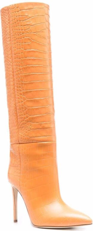 Paris Texas crocodile-effect pointed boots Orange