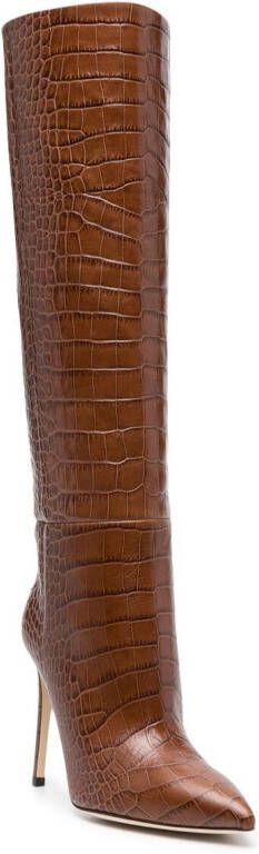 Paris Texas crocodile-embossed leather boots Brown
