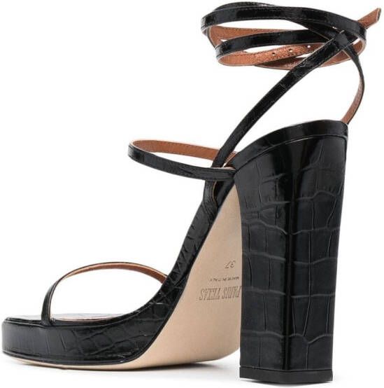 Paris Texas crocodile-embossed leather sandals Black