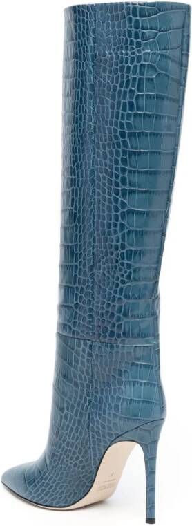 Paris Texas embossed-crocodile 95mm leather knee-high boots Blue