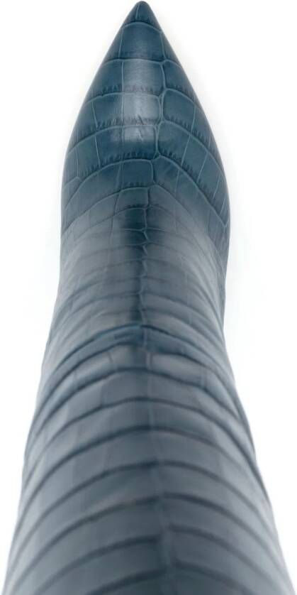 Paris Texas embossed-crocodile 95mm leather knee-high boots Blue