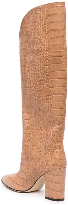 Paris Texas embossed crocodile-effect leather boots Pink