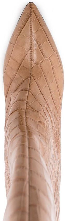 Paris Texas embossed crocodile-effect leather boots Pink