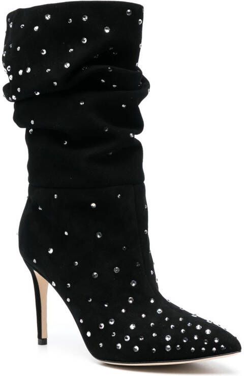 Paris Texas Holly 100mm crystal-embellished slouchy boots Black