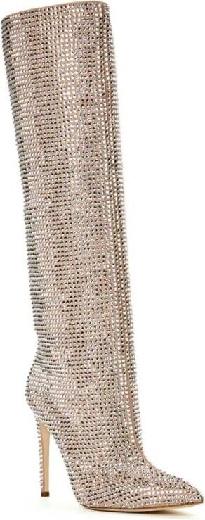 Paris Texas Holly 115mm crystal-embellished knee-high boots Neutrals