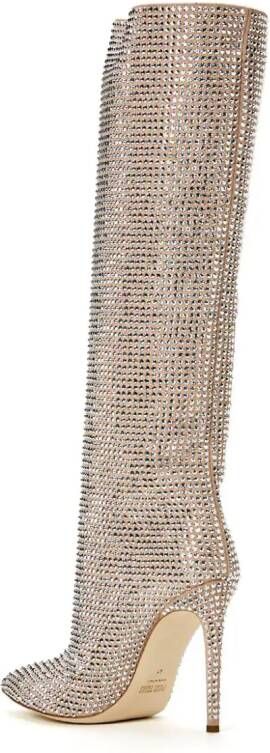 Paris Texas Holly 115mm crystal-embellished knee-high boots Neutrals