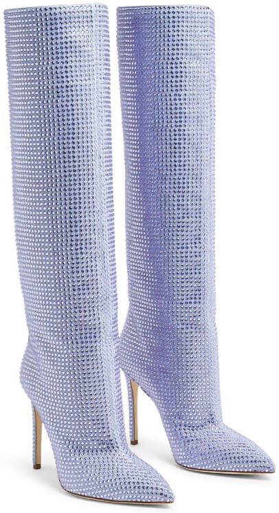 Paris Texas Holly crystal-embellished 105mm knee boots Purple