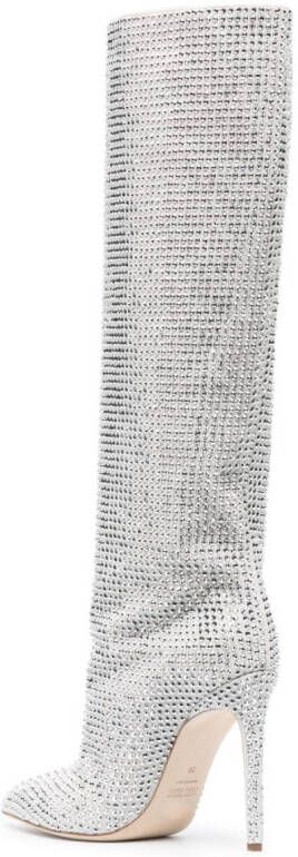 Paris Texas Holly crystal-embellished 105mm knee boots White