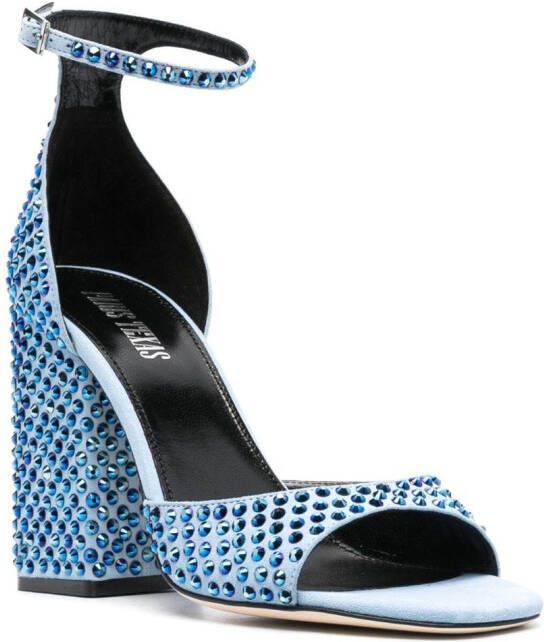 Paris Texas Holly Fiona 100mm rhinestone sandals Blue