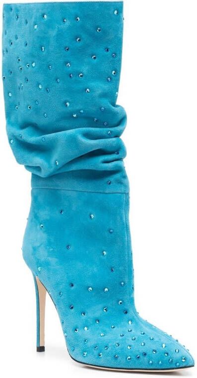 Paris Texas Holly slouchy studded 105mm stiletto boot Blue
