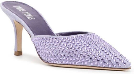 Paris Texas Hollywood 75mm crystal-embellished mules Purple