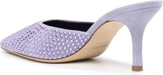 Paris Texas Hollywood 75mm crystal-embellished mules Purple