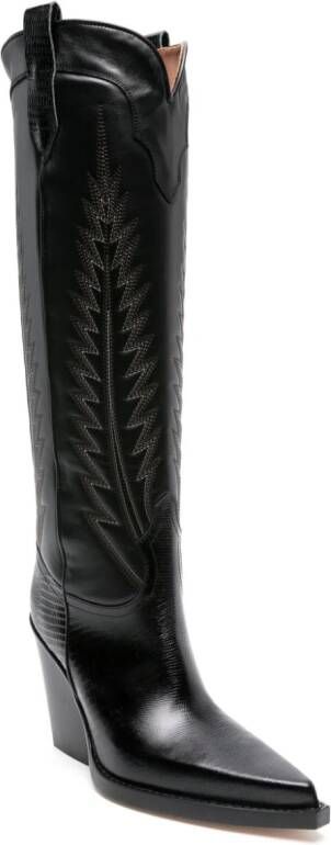 Paris Texas panelled leather knee-high boots Black