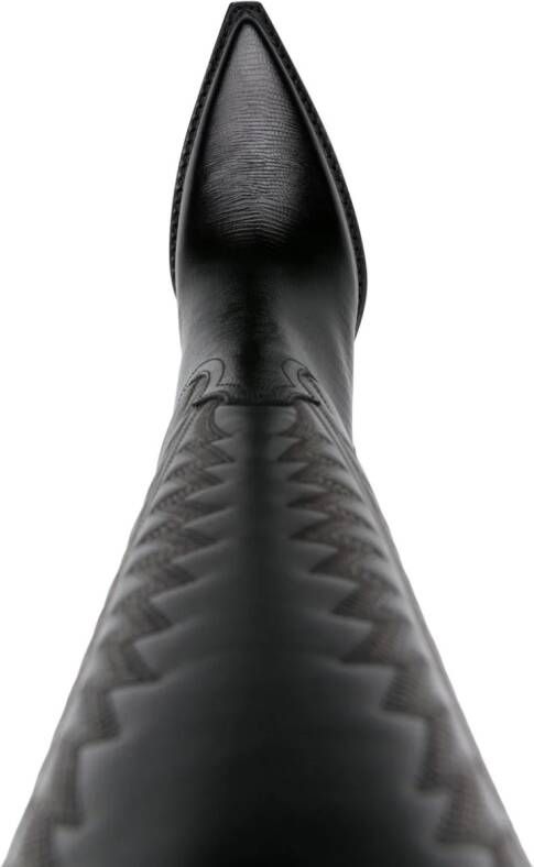 Paris Texas panelled leather knee-high boots Black