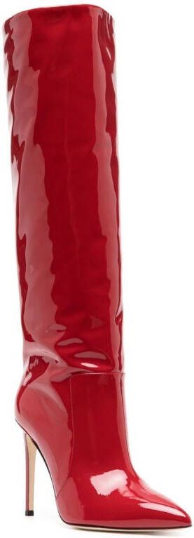 Paris Texas patent-effect 110mm knee boots Red