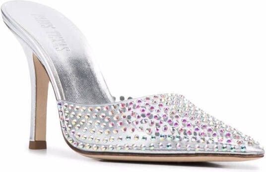 Paris Texas pointed-toe crystal-studded pumps Silver