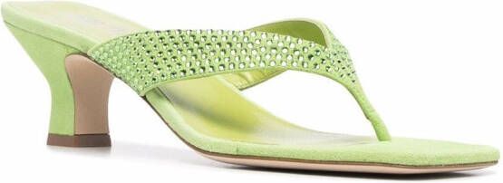 Paris Texas rhinestone-embellished leather sandals Green