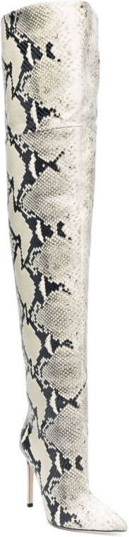 Paris Texas snakeskin-print 90mm pointed-toe leather boots Neutrals