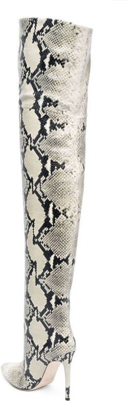 Paris Texas snakeskin-print 90mm pointed-toe leather boots Neutrals