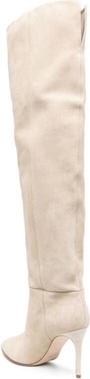 Paris Texas Stiletto 100mm thigh-length suede boots Neutrals