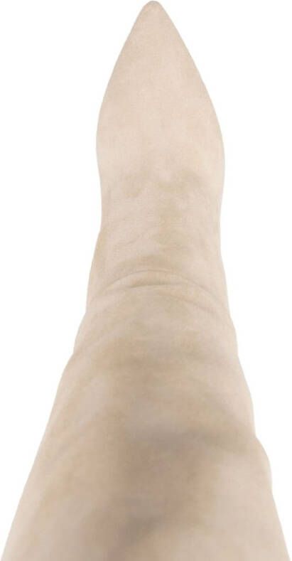 Paris Texas Stiletto 100mm thigh-length suede boots Neutrals