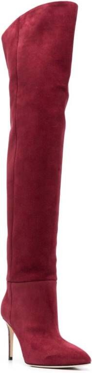 Paris Texas Stiletto 100mm thigh-length suede boots Red