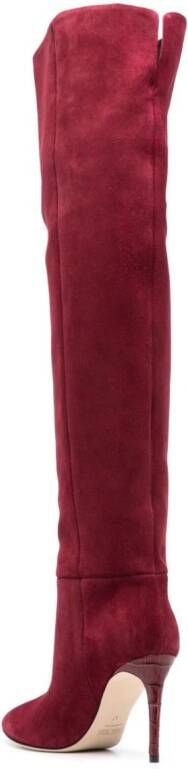 Paris Texas Stiletto 100mm thigh-length suede boots Red