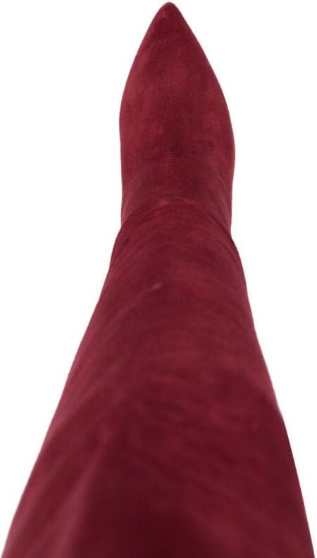 Paris Texas Stiletto 100mm thigh-length suede boots Red