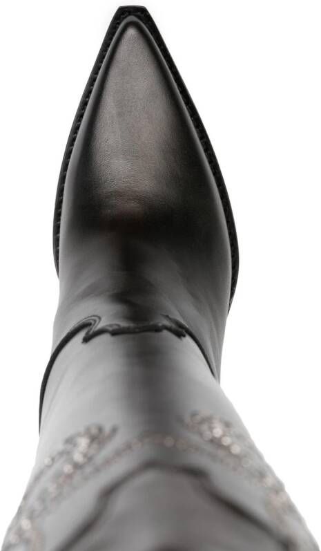 Paris Texas stud-embellished 100mm leather knee boots Black