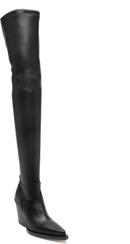 Paris Texas Vegas 120mm above-knee leather boots Black