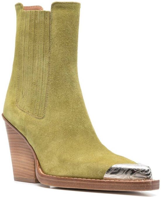 Paris Texas Western-style 100mm suede boots Green
