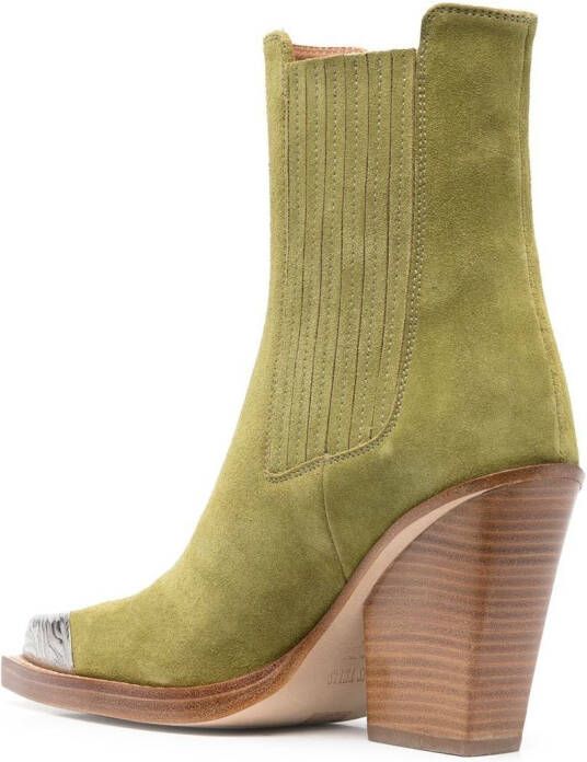 Paris Texas Western-style 100mm suede boots Green
