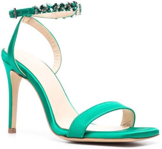 P.A.R.O.S.H. 110mm crystal ankle-strap sandals Green