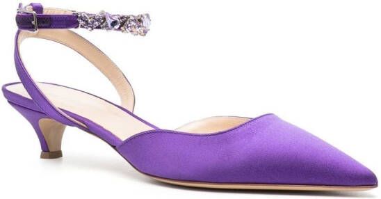 P.A.R.O.S.H. 50mm satin crystal-detail pumps Purple