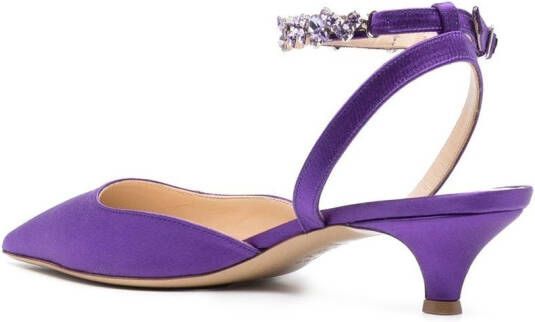 P.A.R.O.S.H. 50mm satin crystal-detail pumps Purple