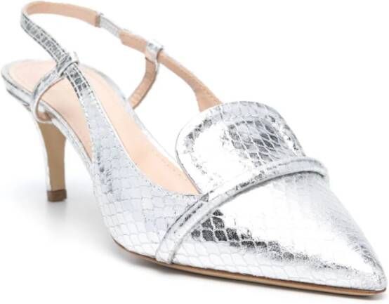 P.A.R.O.S.H. 65mm snake-effect pumps Silver