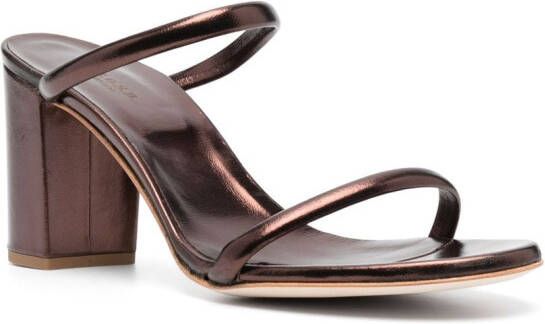 P.A.R.O.S.H. 80mm metallic-effect leather sandals Brown