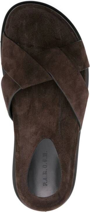 P.A.R.O.S.H. criss-cross suede slides Brown