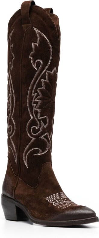 P.A.R.O.S.H. decorative-stitching 80mm cowboy boots Brown