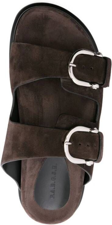 P.A.R.O.S.H. double-buckle suede slides Brown