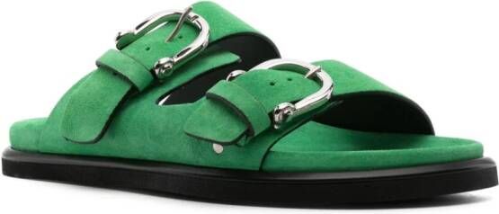 P.A.R.O.S.H. double-buckle suede slides Green