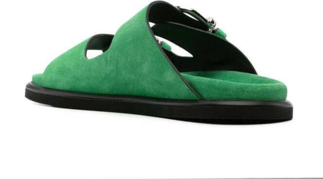 P.A.R.O.S.H. double-buckle suede slides Green